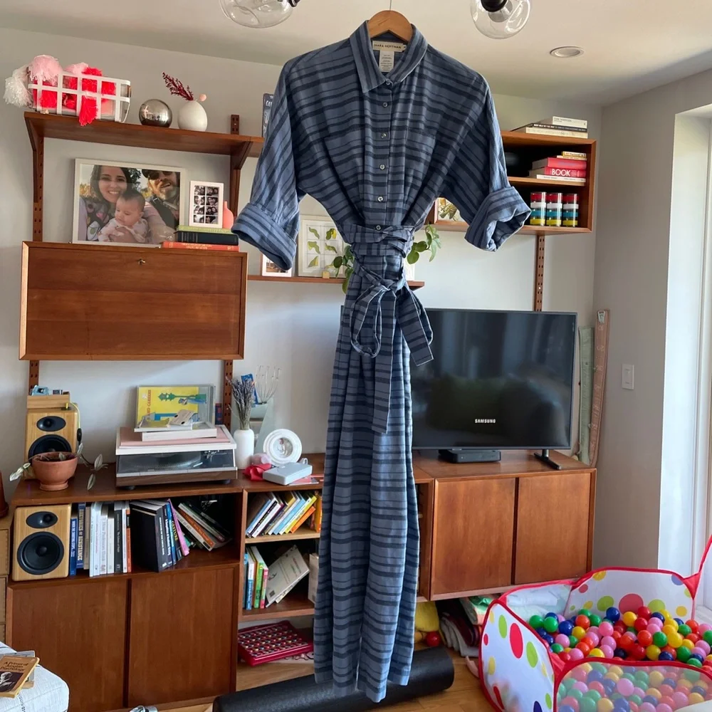 Mara Hoffman Blue Striped Organic Linen Jumpsuit - Picture 2 of 6